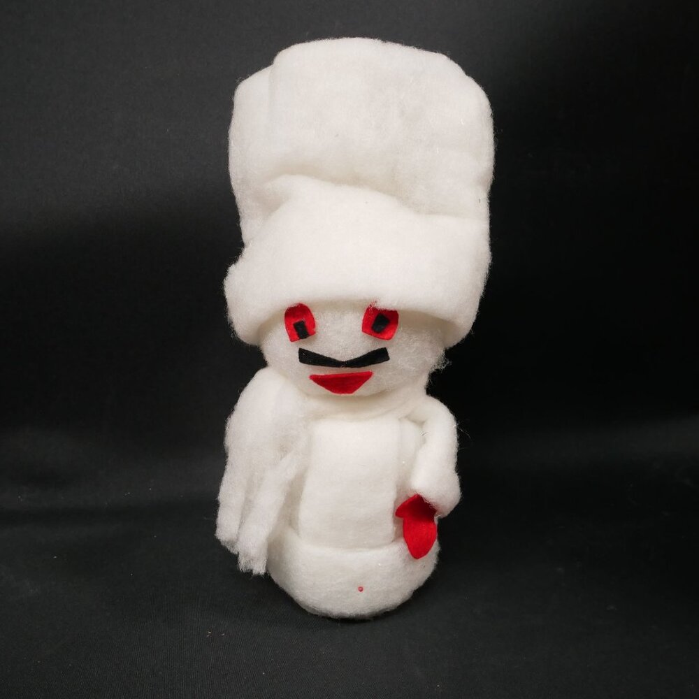 Handcrafted Cotton Snowman Felt Plush With Red Accents
